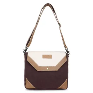 Canvas & Leather Crossbody Bag - Isabelline/Van Dyke