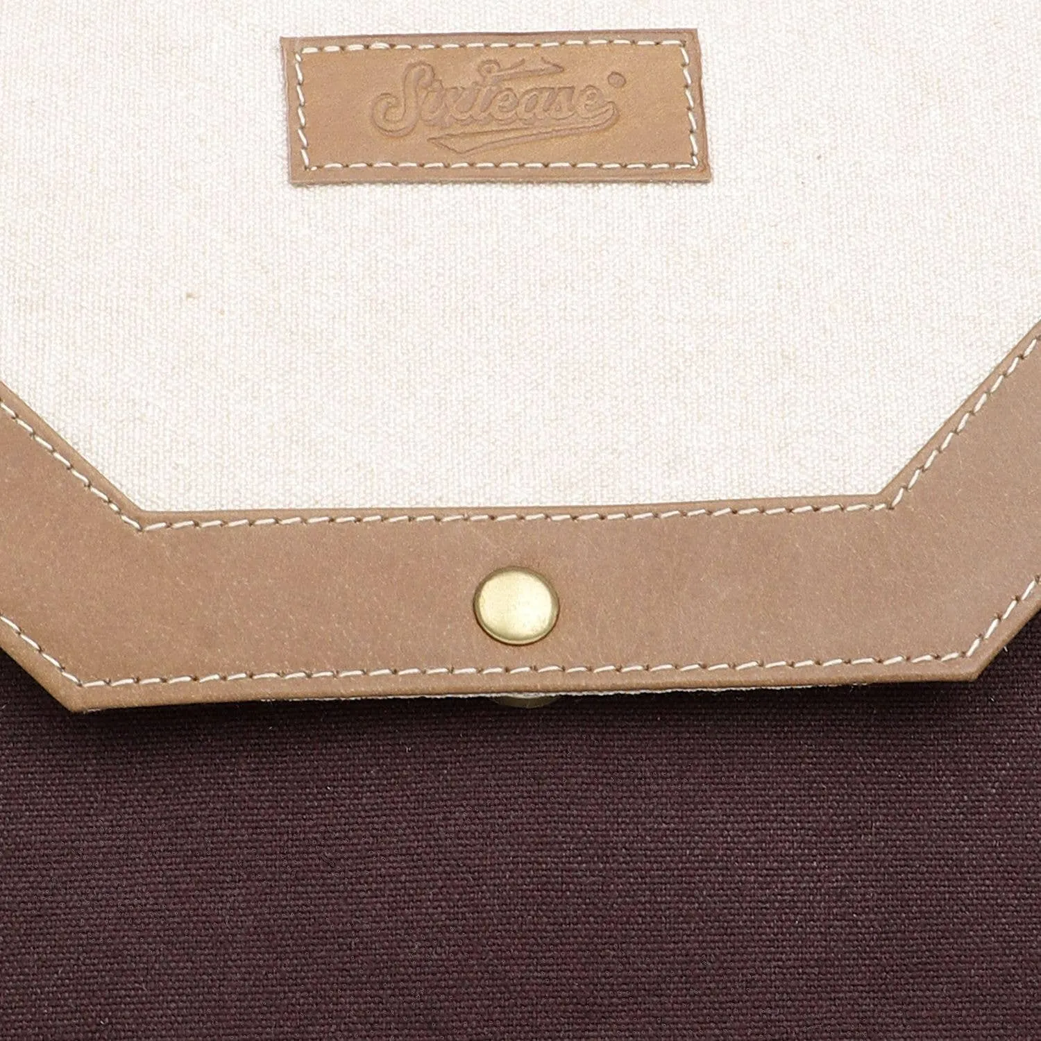 Canvas & Leather Crossbody Bag - Isabelline/Van Dyke