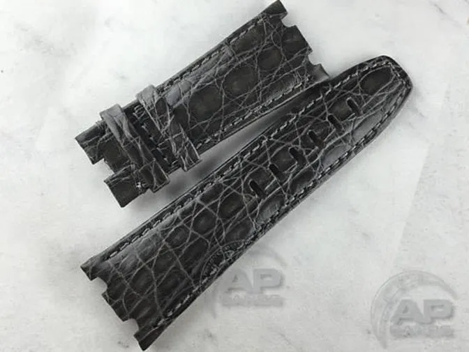 Capolavoro Smoke Grey Crocodile Leather Glazed Strap For Audemars Piguet Royal Oak Offshore 44mm Chronograph