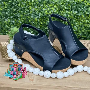 Carley Wedges - Black Smooth