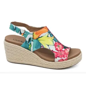 Carley White Multi Floral Jute Corky's Wedges