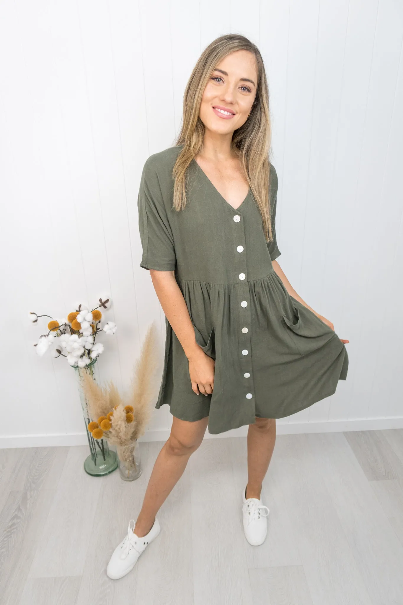 Cassidy Dress -Khaki