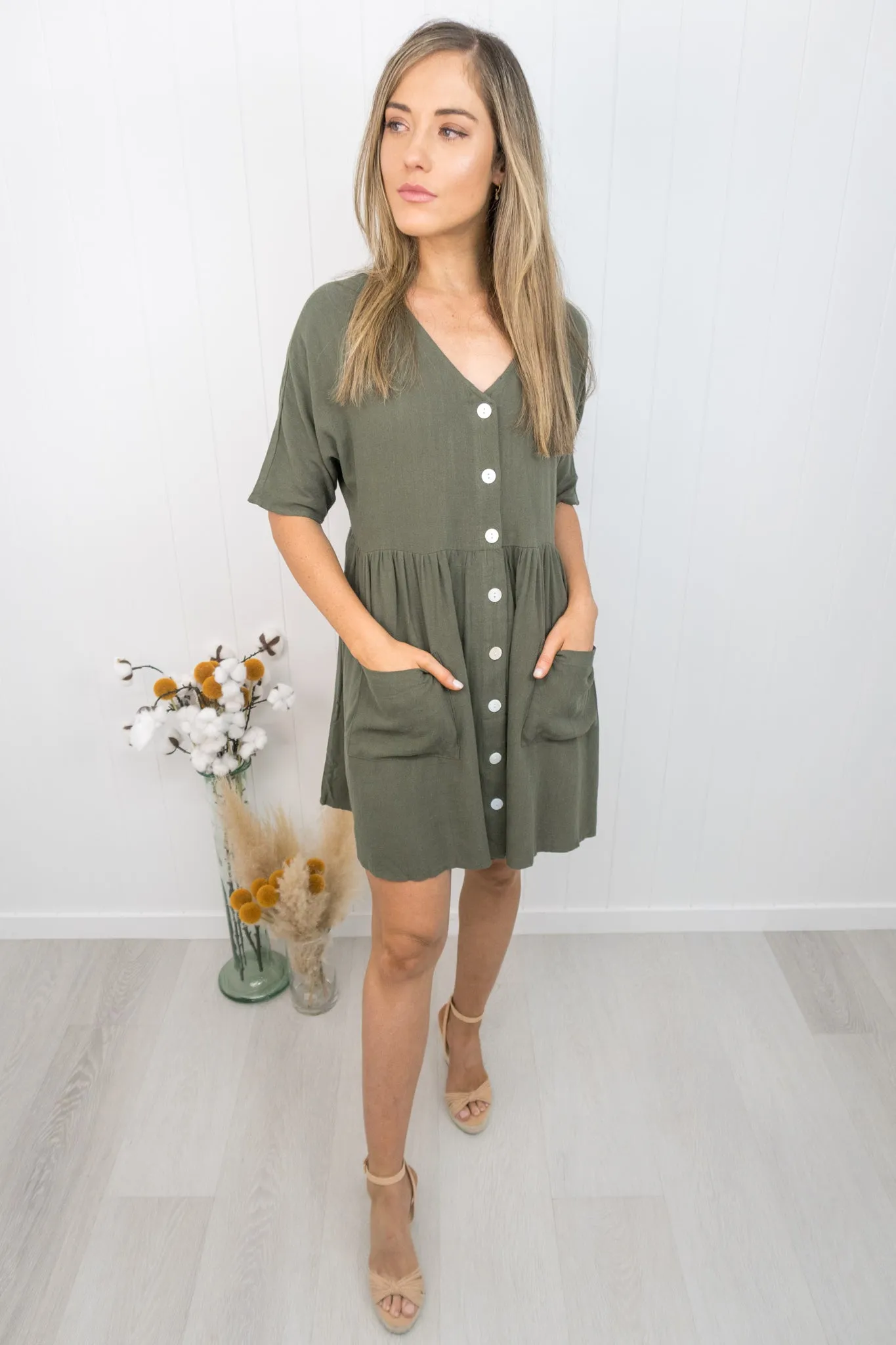 Cassidy Dress -Khaki