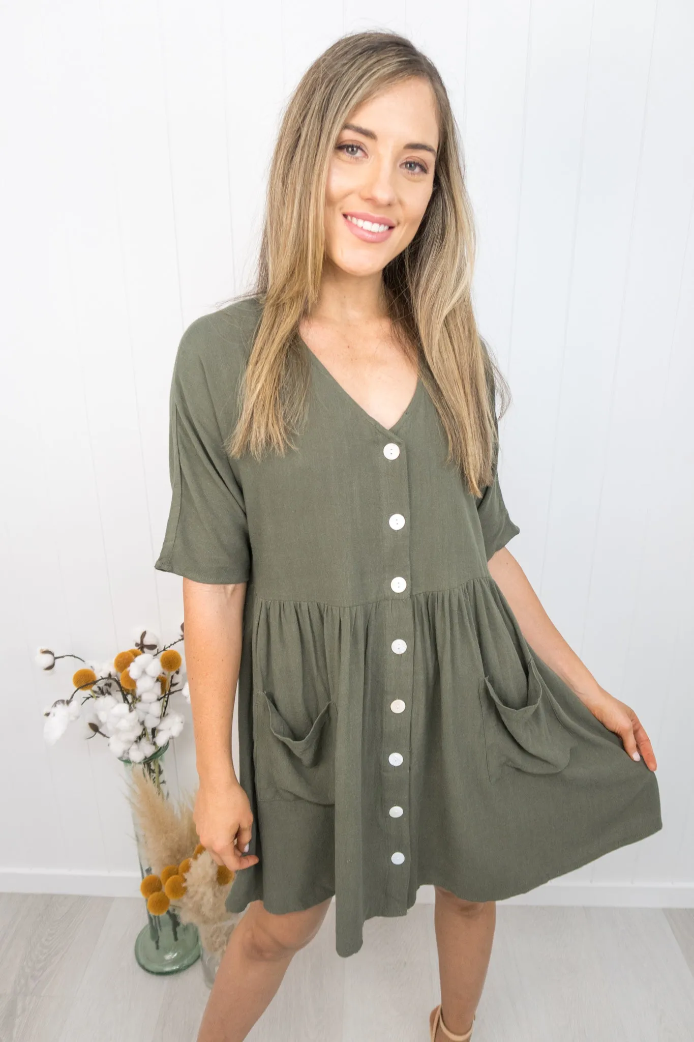 Cassidy Dress -Khaki