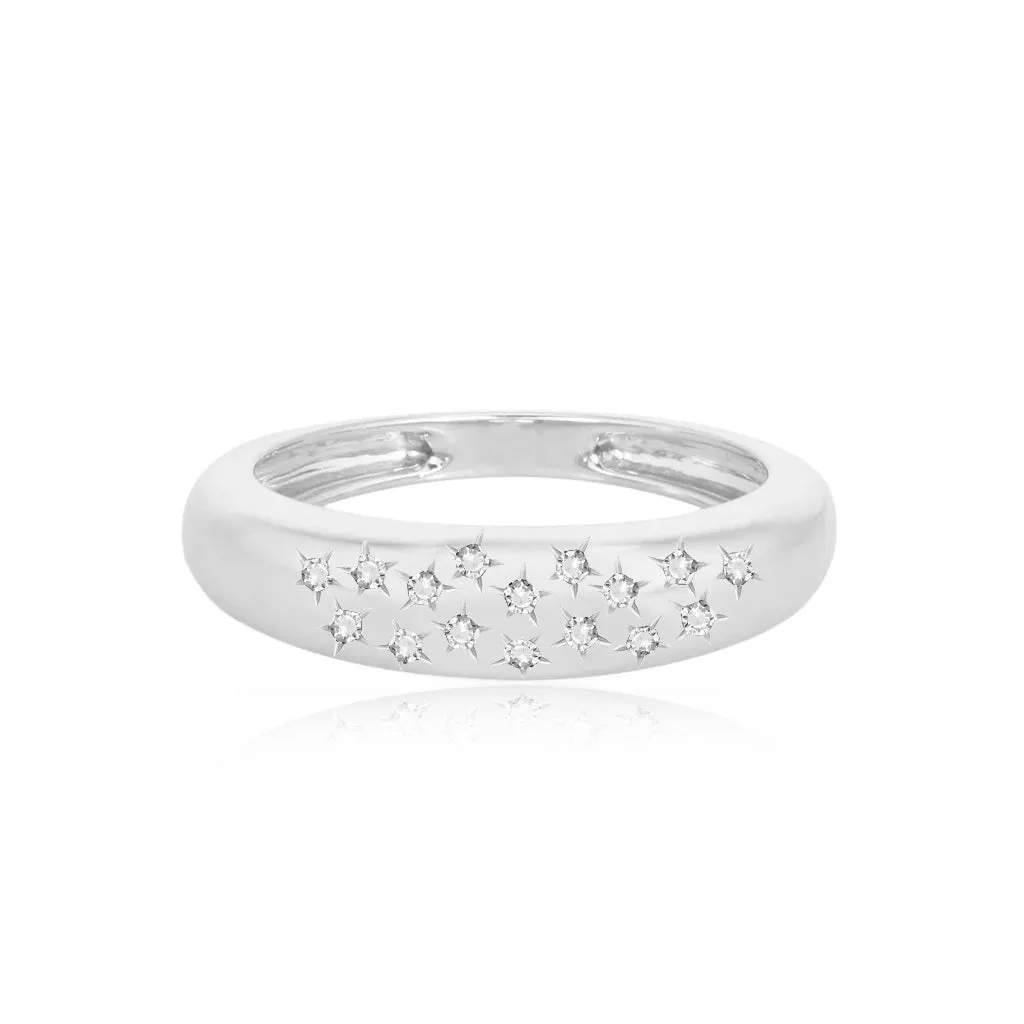 Center Diamonds Dome Wedding Band