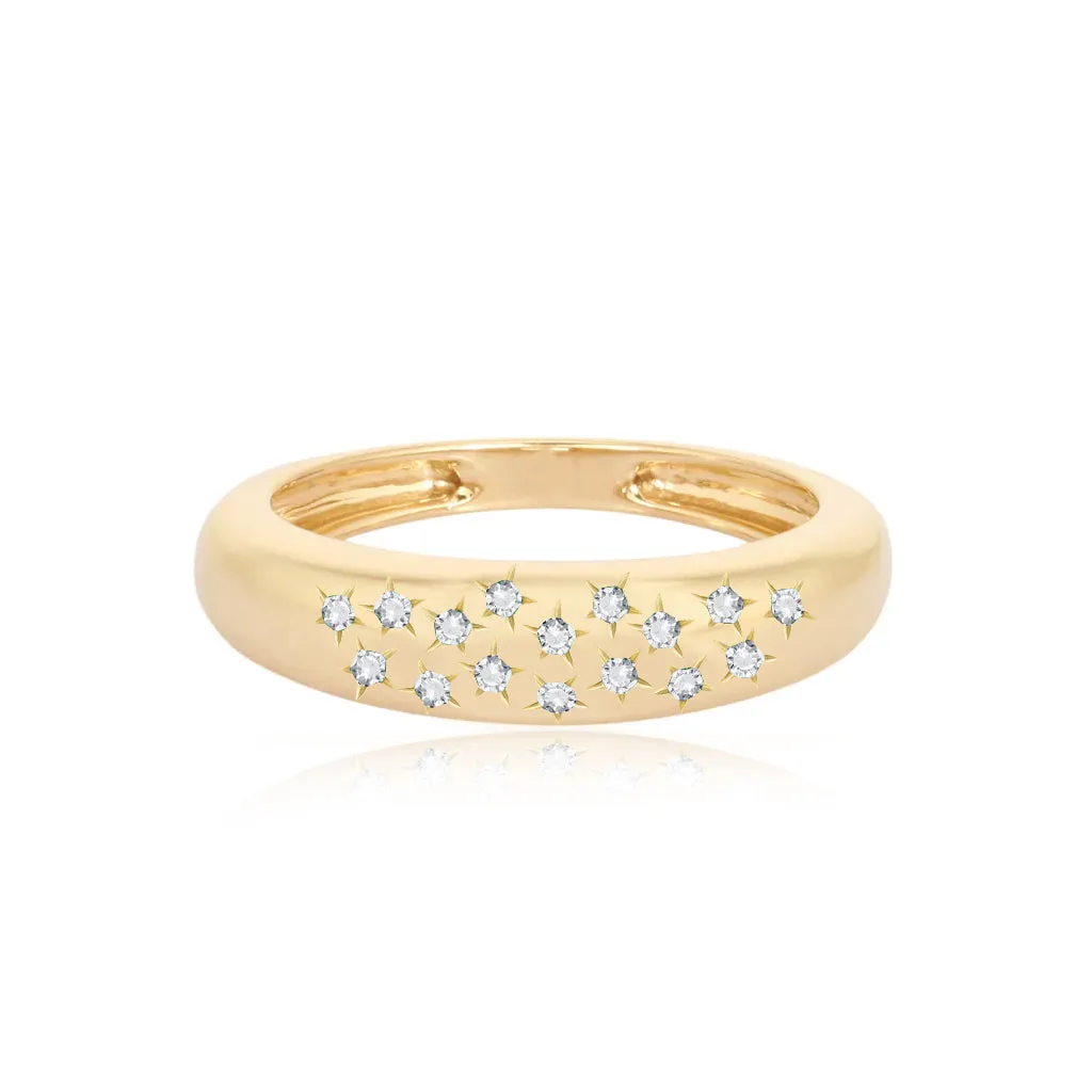 Center Diamonds Dome Wedding Band