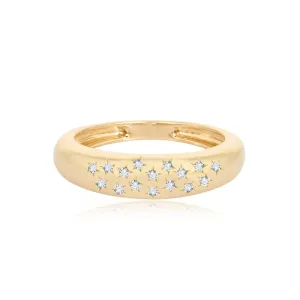 Center Diamonds Dome Wedding Band