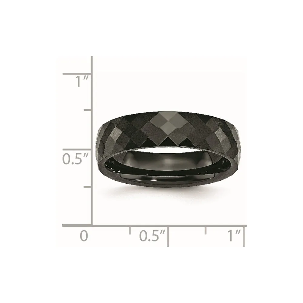 Ceramic Black 6mm Faceted Polished Band