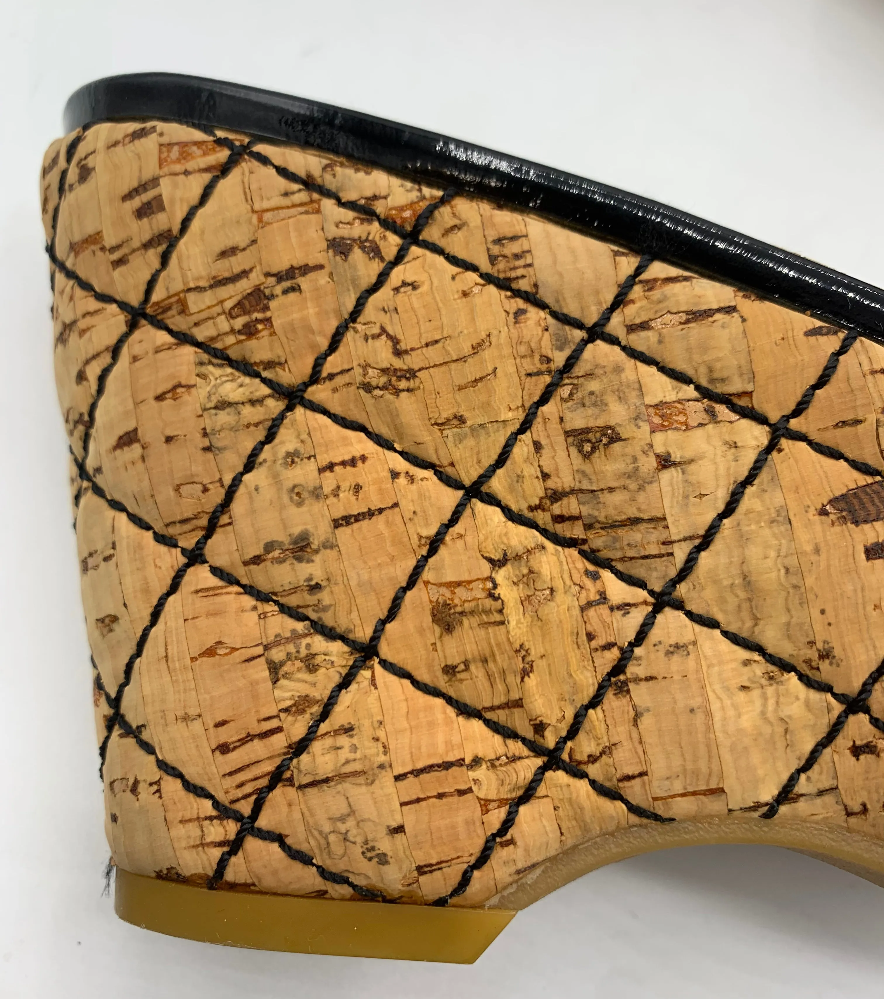 Chanel '07 Cruise Collection Black Patent Leather Cork Wedges
