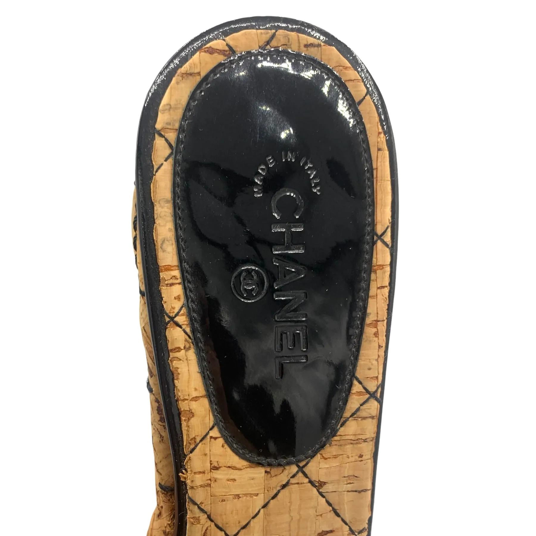 Chanel '07 Cruise Collection Black Patent Leather Cork Wedges
