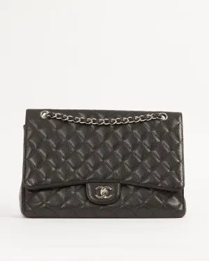 Chanel Black Caviar Quilted Single Flap Classic Maxi Bag