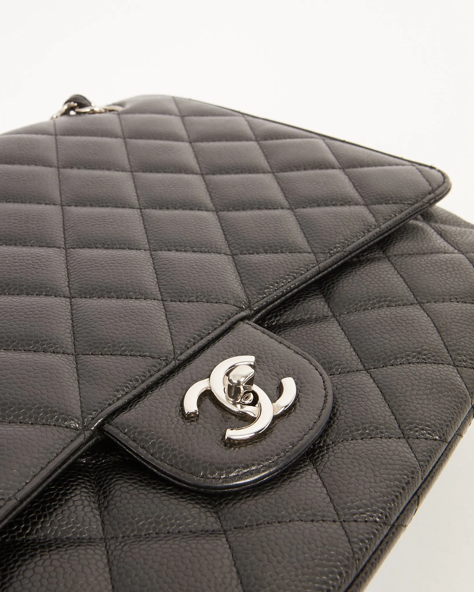 Chanel Black Caviar Quilted Single Flap Classic Maxi Bag