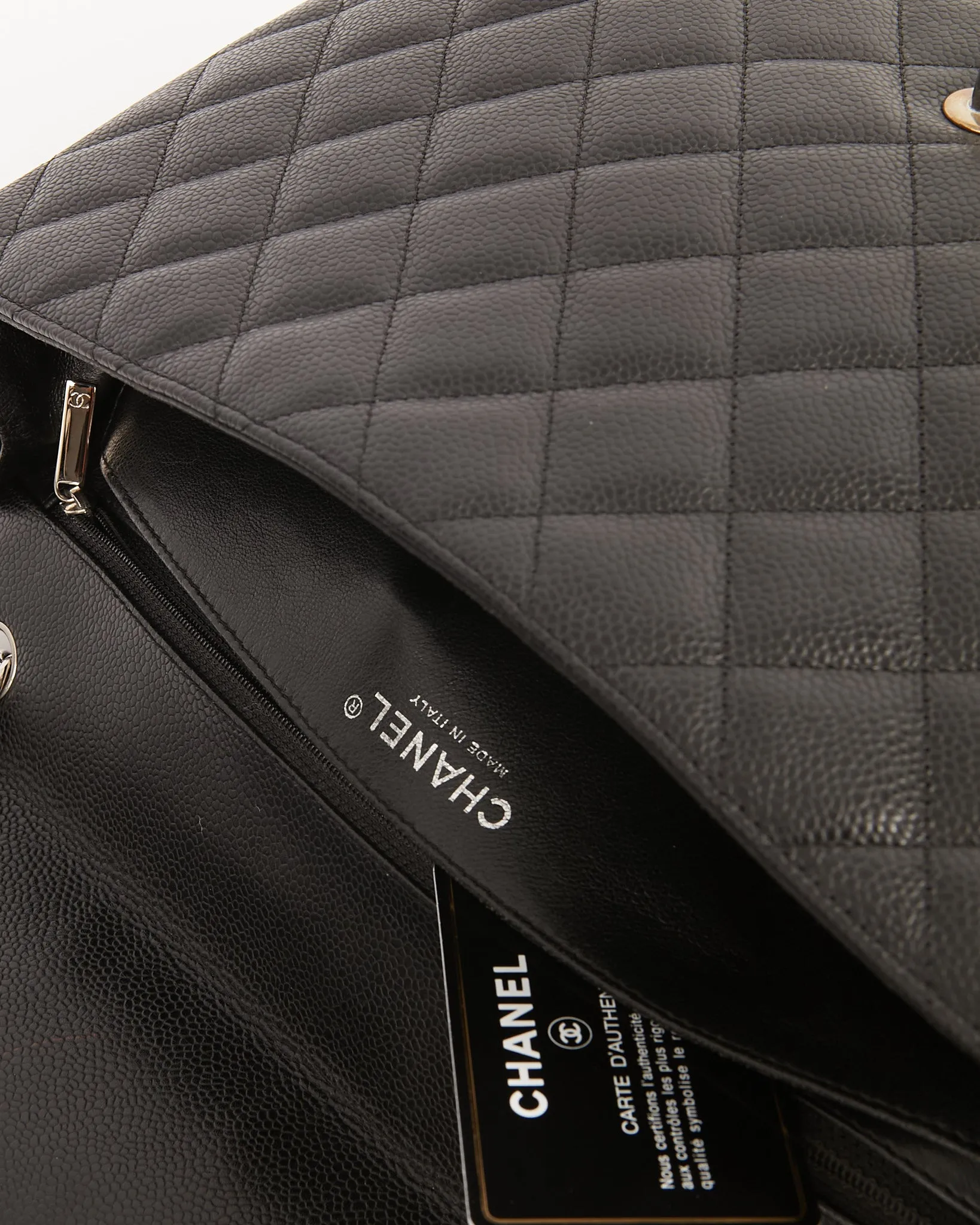 Chanel Black Caviar Quilted Single Flap Classic Maxi Bag