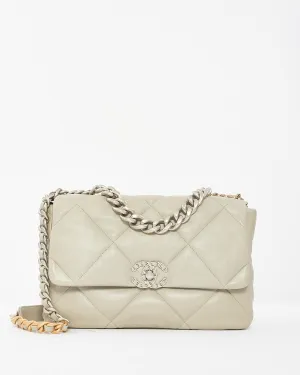 Chanel Grey Lambskin Leather Large 19 Bag