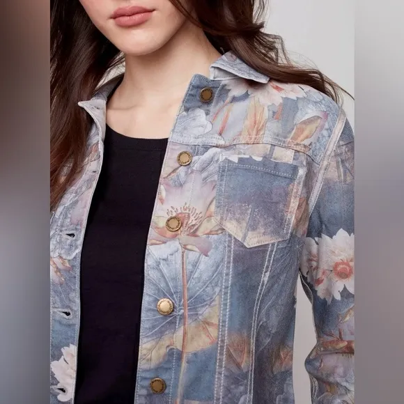 Charlie B Printed Reversible Jean Jacket