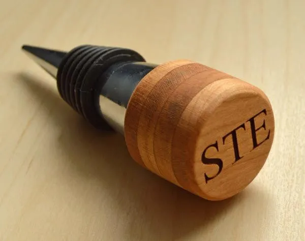 Cherry Wood Wine Stopper with Custom Engraving Option