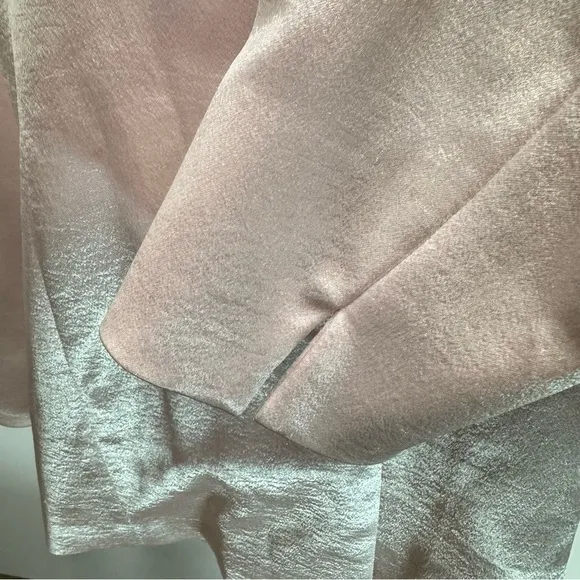 Chico’s Soirée Shine Laraina Jacket Shimmery Pale Pink Long Blazer Size 1/M