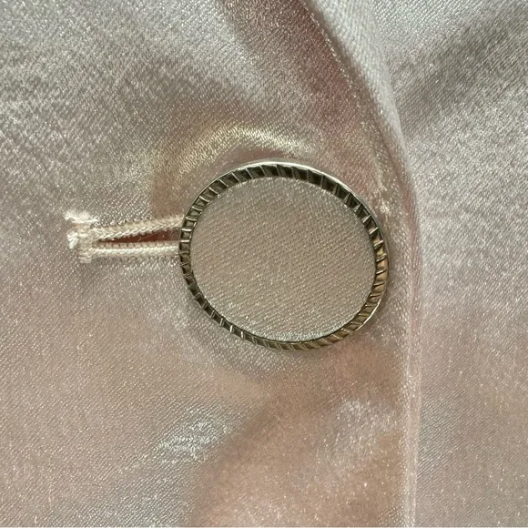 Chico’s Soirée Shine Laraina Jacket Shimmery Pale Pink Long Blazer Size 1/M