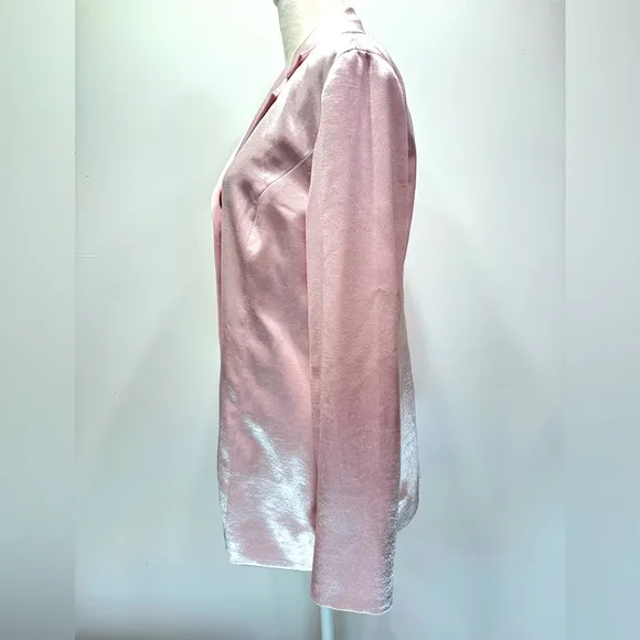 Chico’s Soirée Shine Laraina Jacket Shimmery Pale Pink Long Blazer Size 1/M