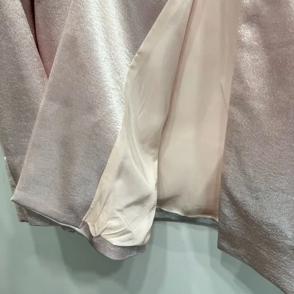 Chico’s Soirée Shine Laraina Jacket Shimmery Pale Pink Long Blazer Size 1/M