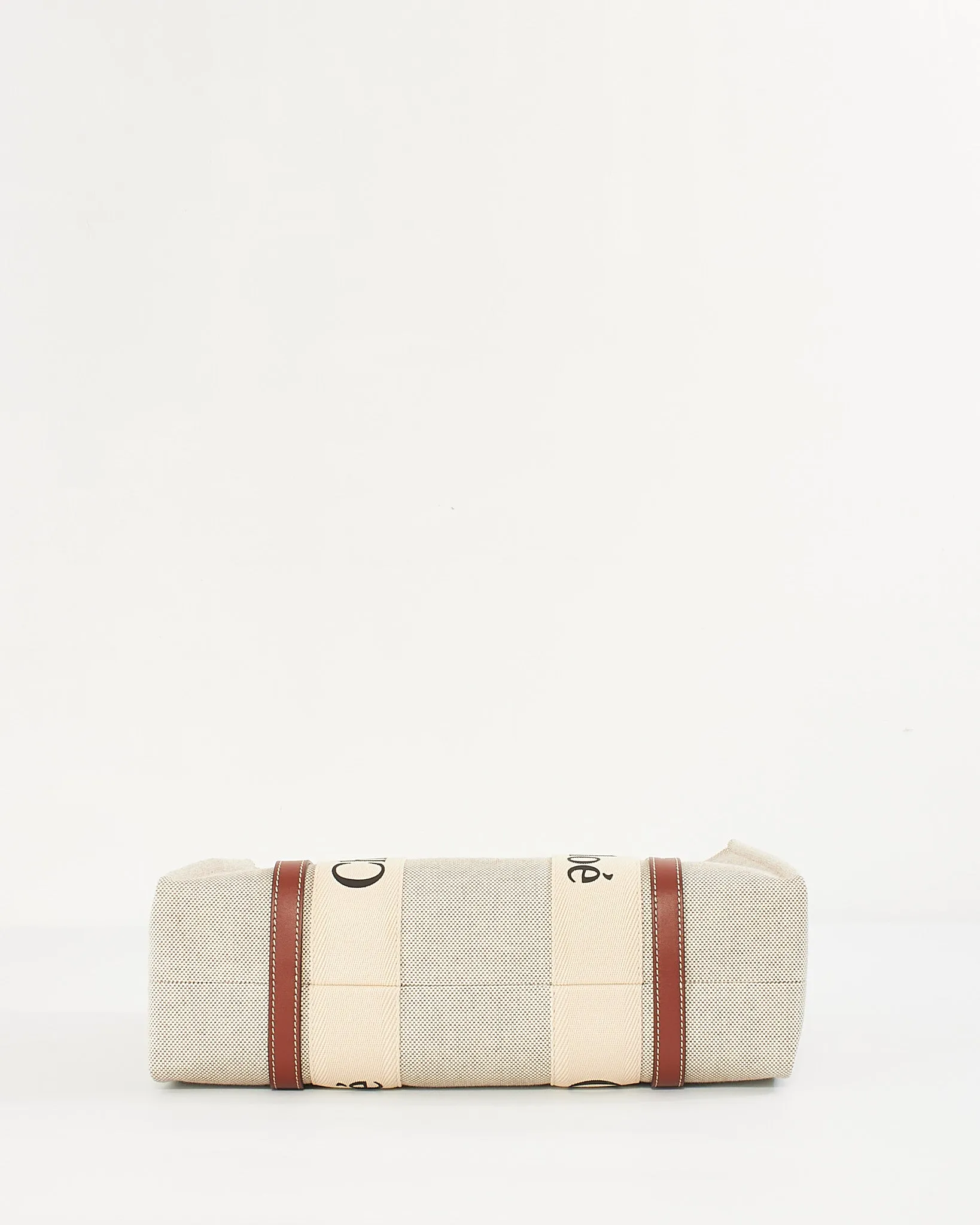 Chloé Beige Canvas Woody Medium Tote Bag
