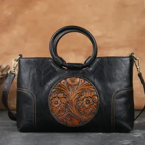 Christianartbag Handmade Leather Bag, New Retro Handmade Embossed Shoulder Bag for Women High Quality Leather Women Handbag Large Capacity Female Messenger Purse Bags, CABHMB07141023