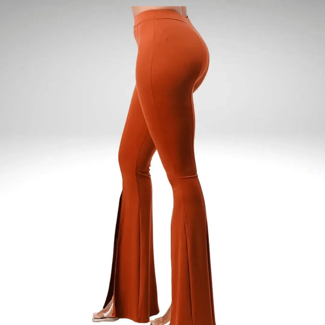 Cinnamon Front Slit Wide Leg Pants
