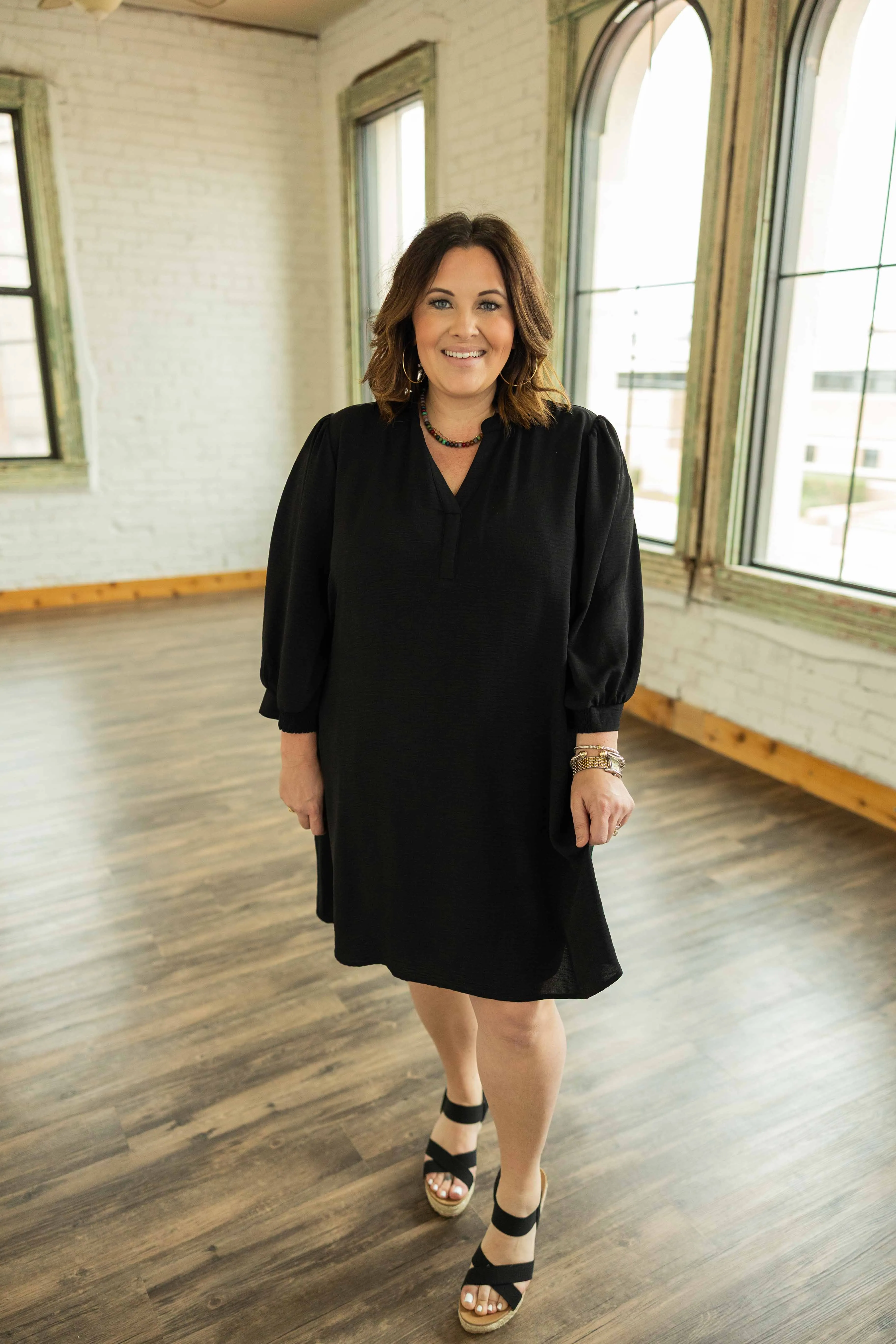 CLARA PLUS 3/4 SLEEVE MINI DRESS
