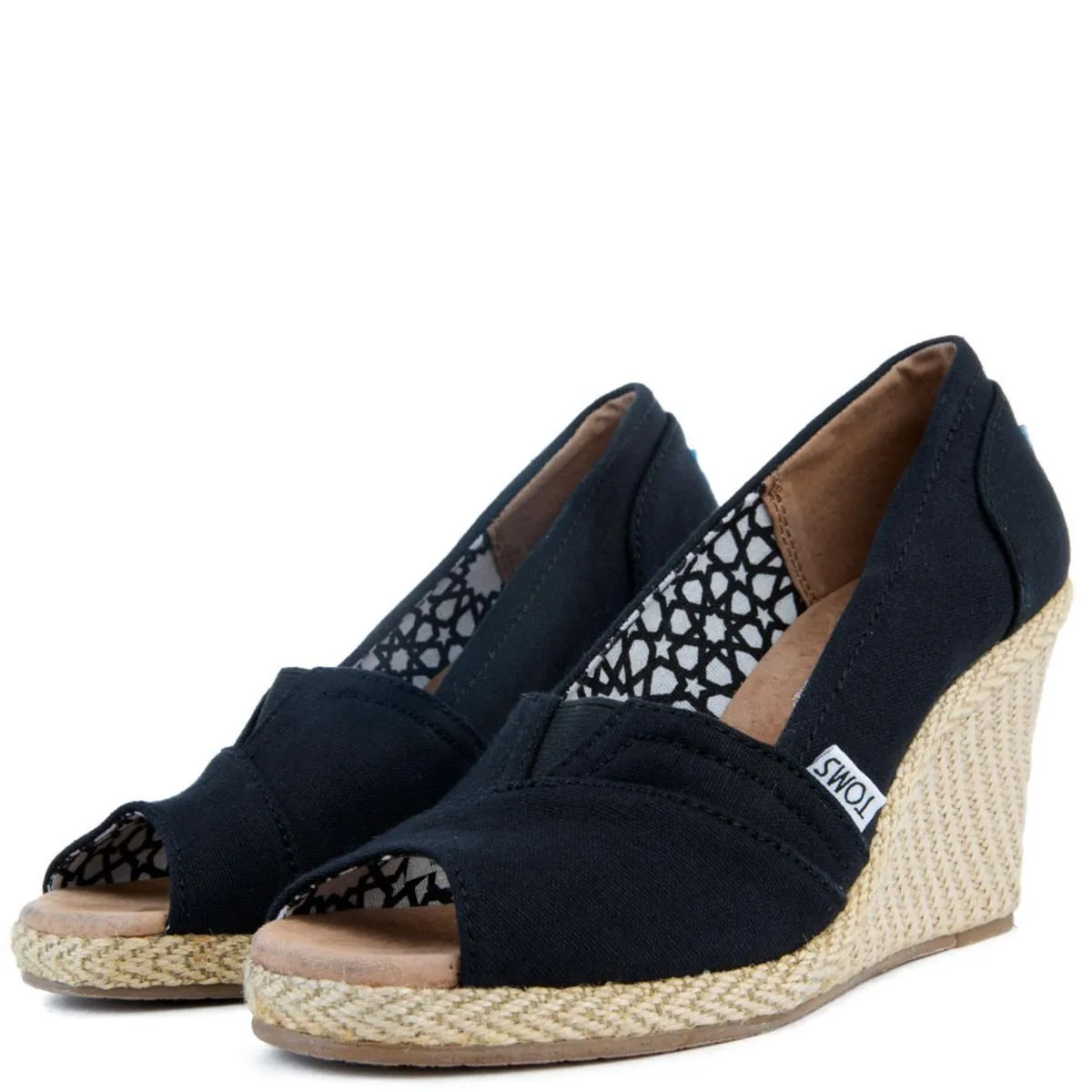 Classic Black Canvas Wedge Sandal