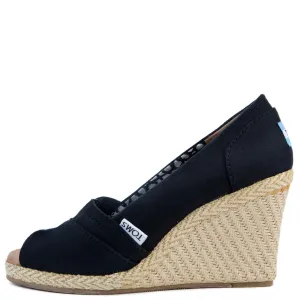 Classic Black Canvas Wedge Sandal