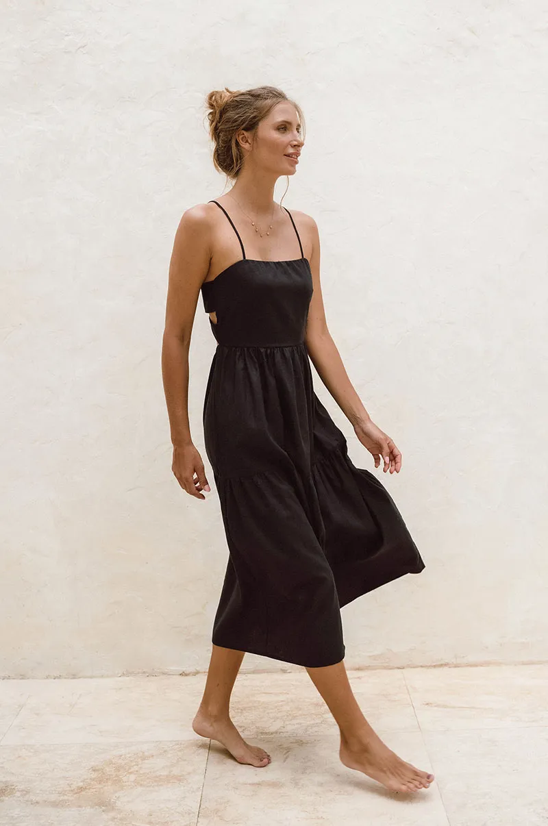 Coco – Black Linen Women’s Dress