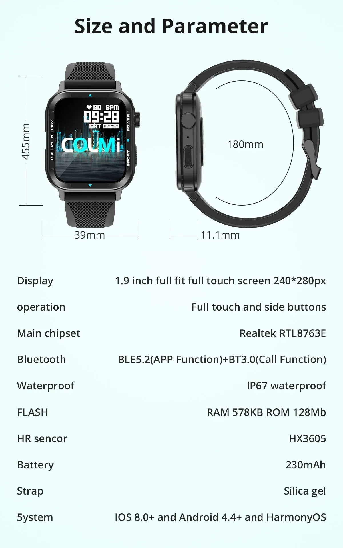 COLMI M41 1.90" HD Display Smart Fitness Watch