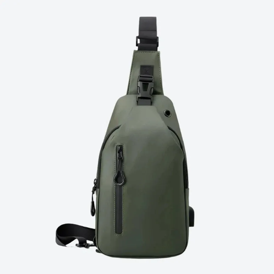 Compact Waterproof Sling Bag with Zippers