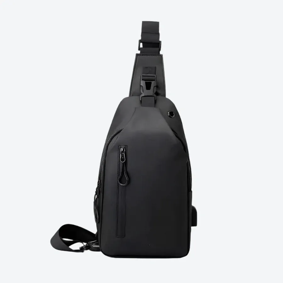 Compact Waterproof Sling Bag with Zippers