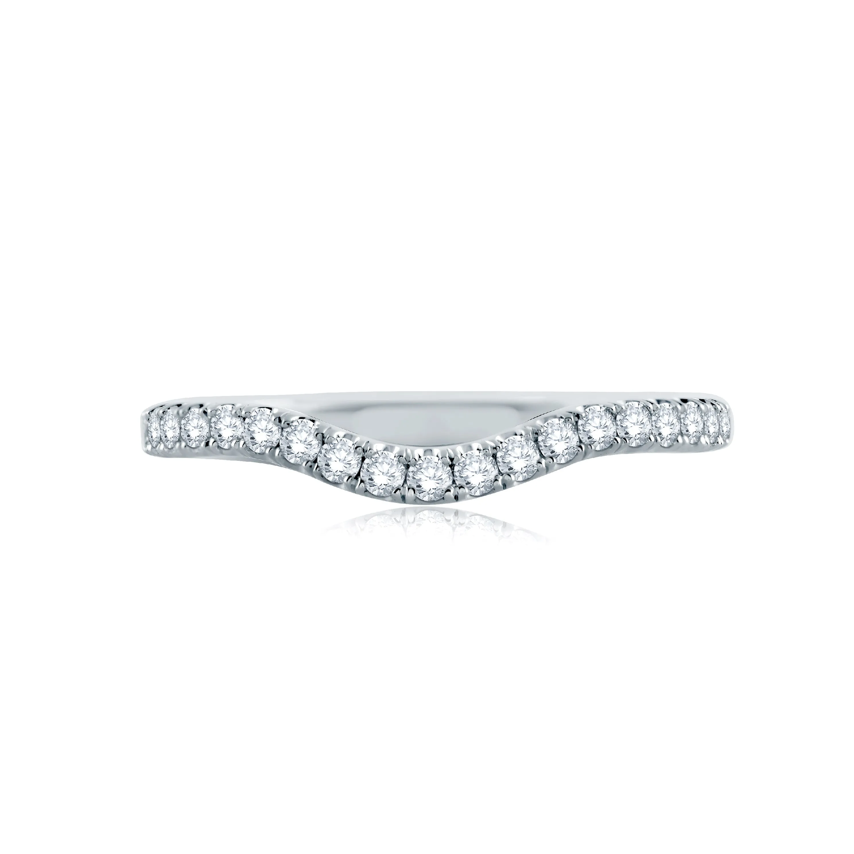 Contour Diamond French Pave Wedding Band with Signature Shank