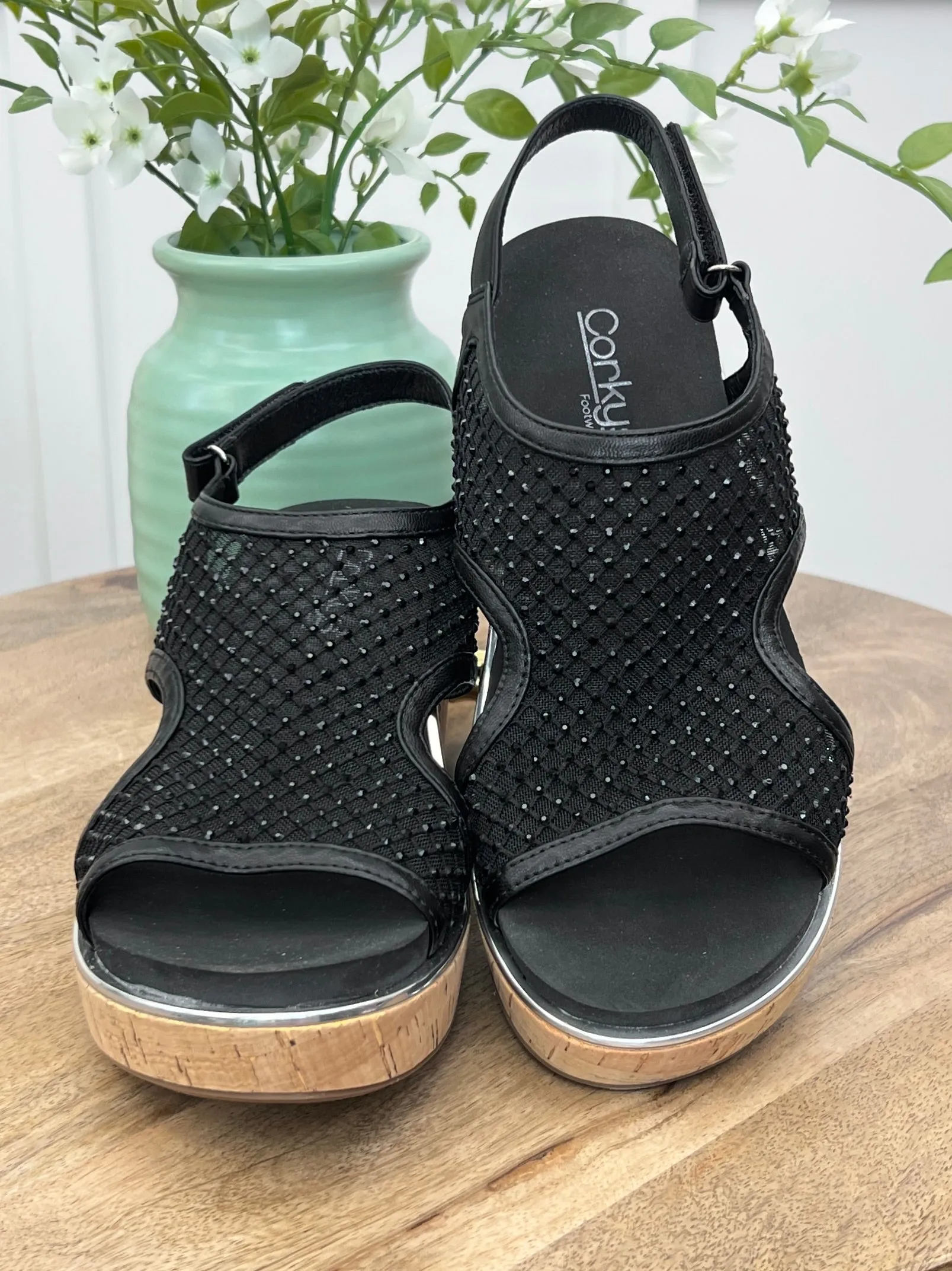 Corkys Carley Wedge - Black Mesh