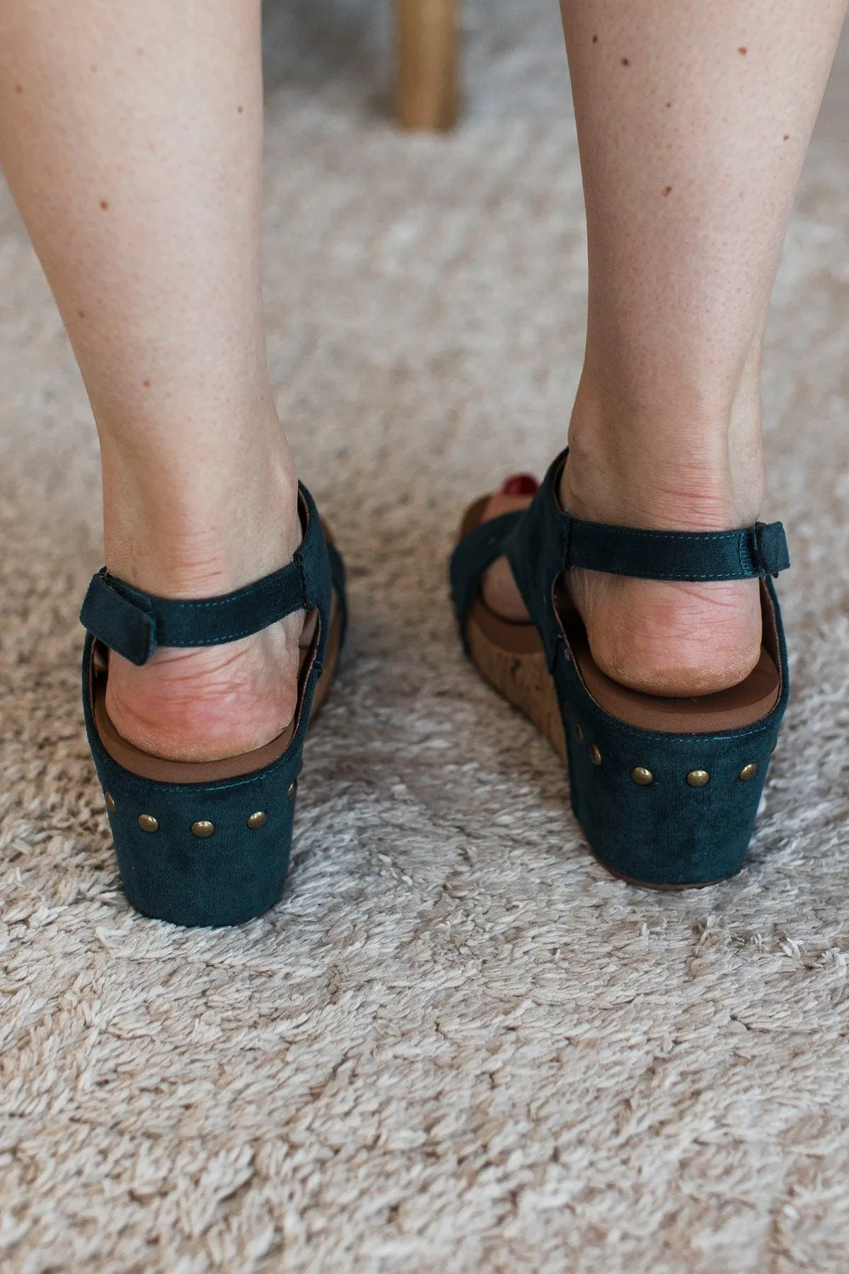 Corky's Carley Wedge Sandals- Teal