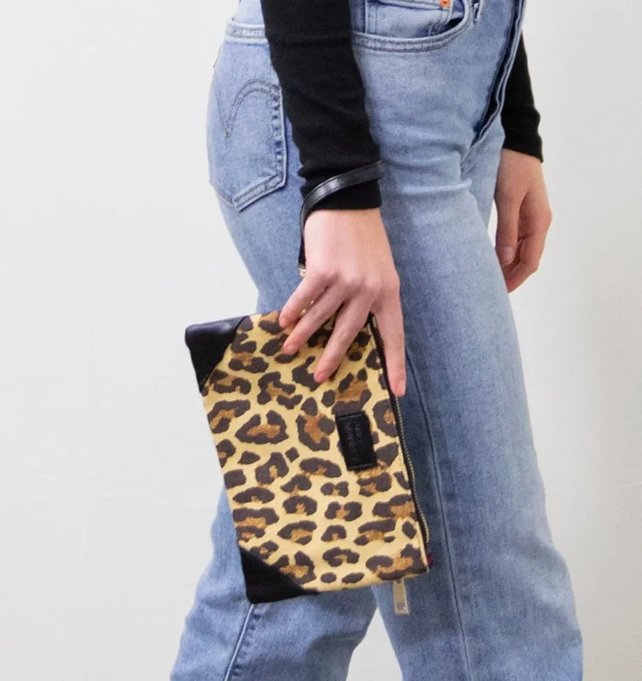 Corner Detail Wristlet- Leopard Print