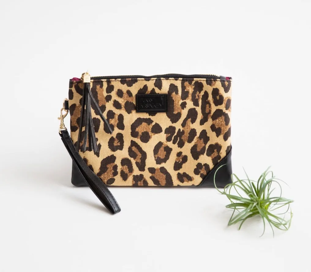 Corner Detail Wristlet- Leopard Print