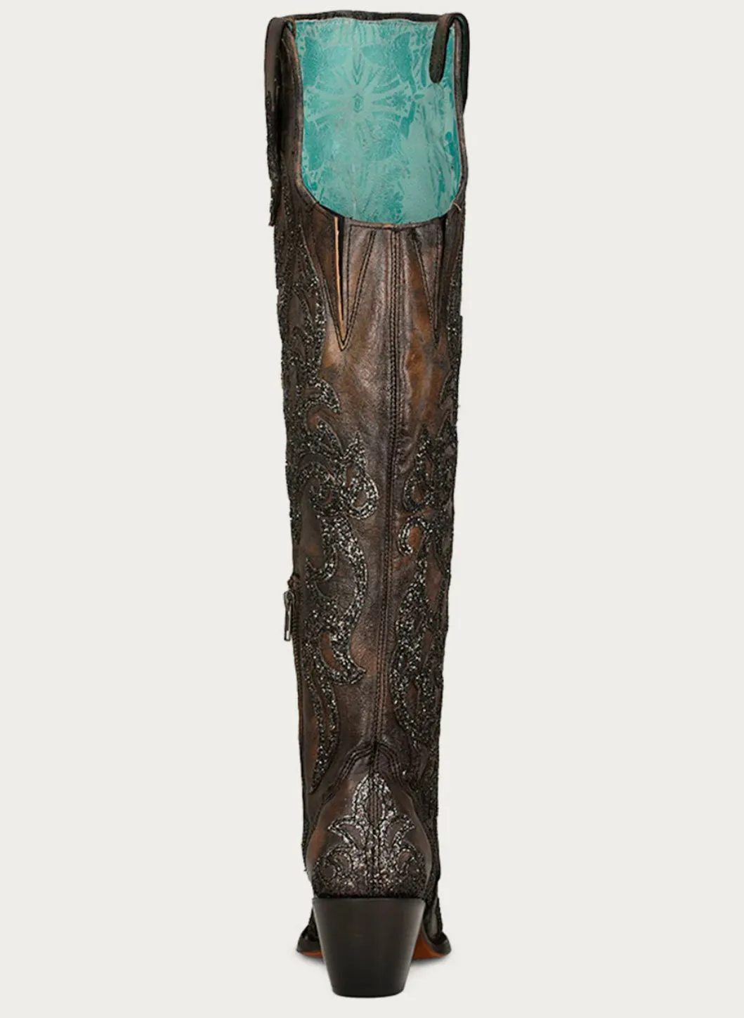Corral Black Glitter Overlay & Embroidery Tall Boots C3926