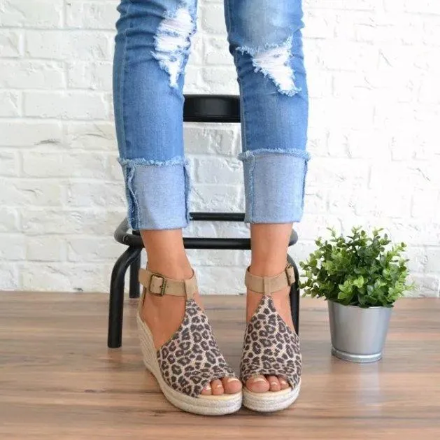 Creamtopmall Chic Espadrille Wedges Adjustable Buckle Sandals