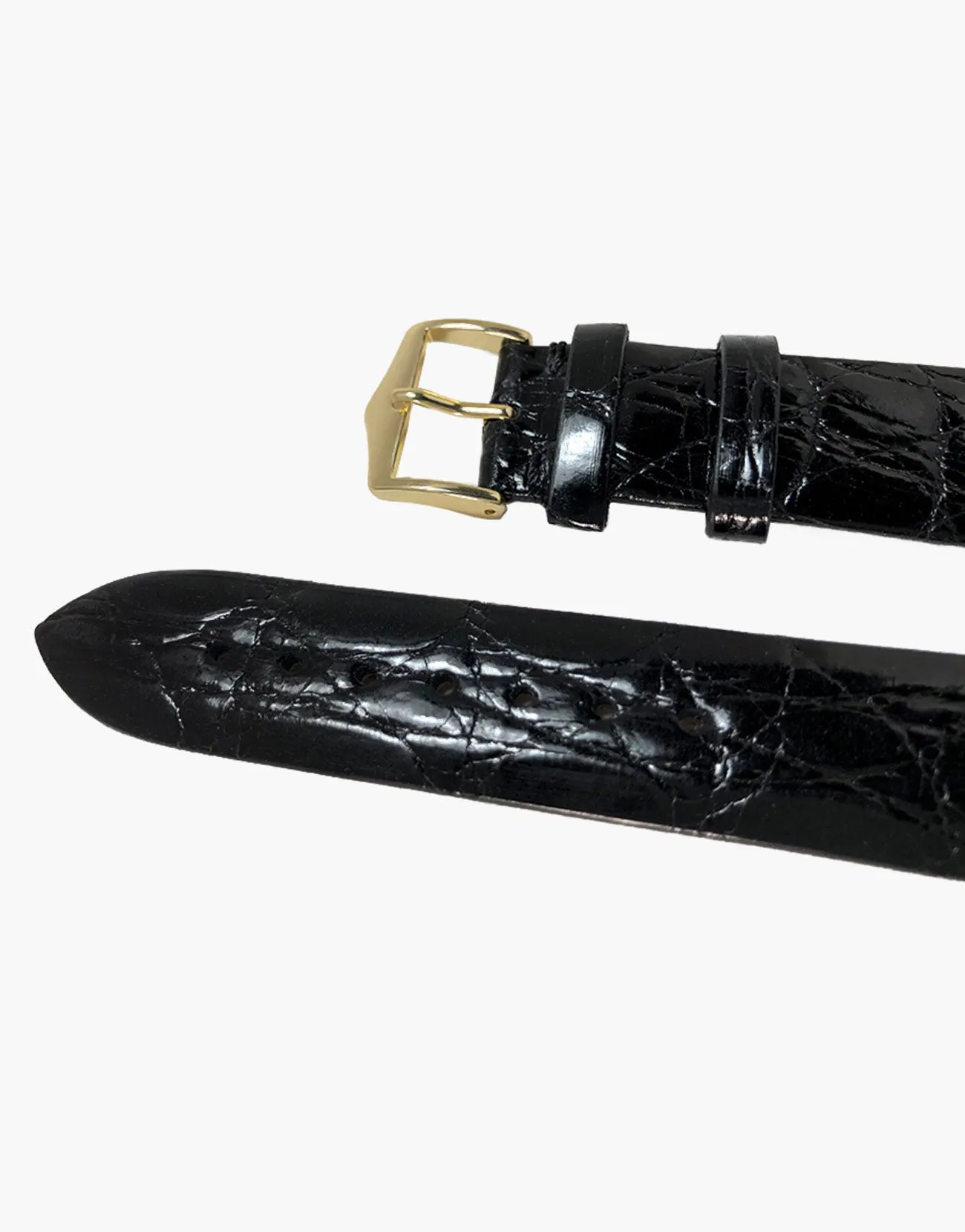 Croc Black Shine Exotic Skin Watch Bands
