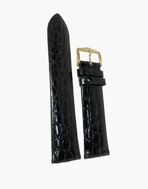 Croc Black Shine Exotic Skin Watch Bands