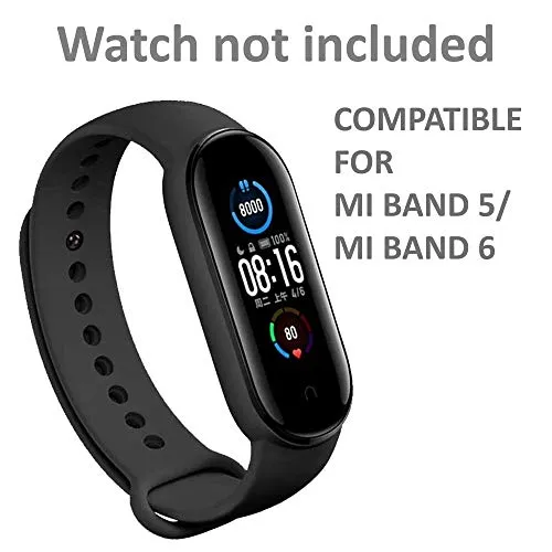 CROSSVOLT Adjustable Xiaomi Mi Band 5 & Mi Band 6 Watch Silicone Strap Band Bracelet - (Set 5)