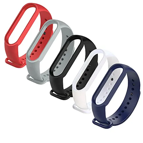 CROSSVOLT Adjustable Xiaomi Mi Band 5 & Mi Band 6 Watch Silicone Strap Band Bracelet - (Set 5)