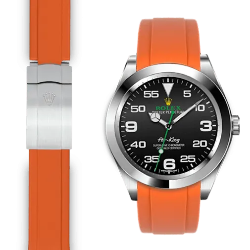 Curved End Rubber Strap for Rolex Air-King Deployant