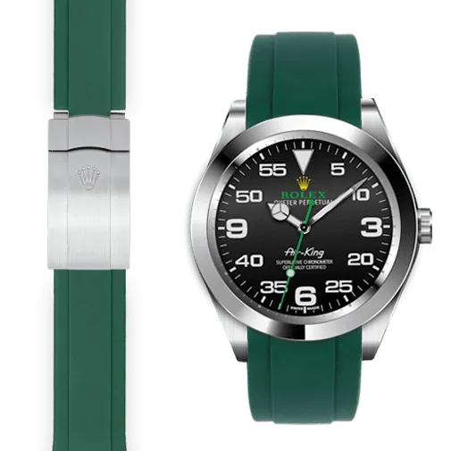 Curved End Rubber Strap for Rolex Air-King Deployant