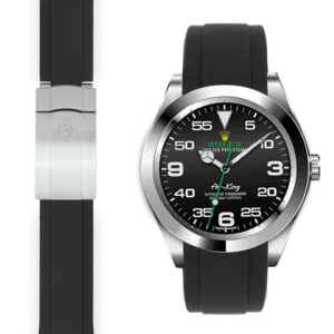 Curved End Rubber Strap for Rolex Air-King Deployant