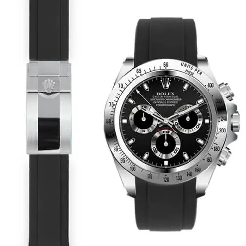 Curved End Rubber Strap for Rolex Daytona Deployant