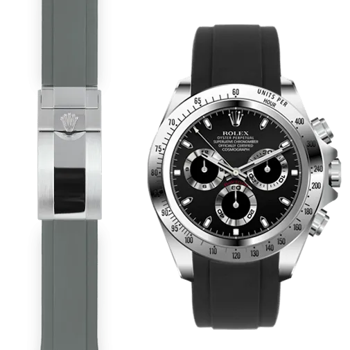 Curved End Rubber Strap for Rolex Daytona Deployant